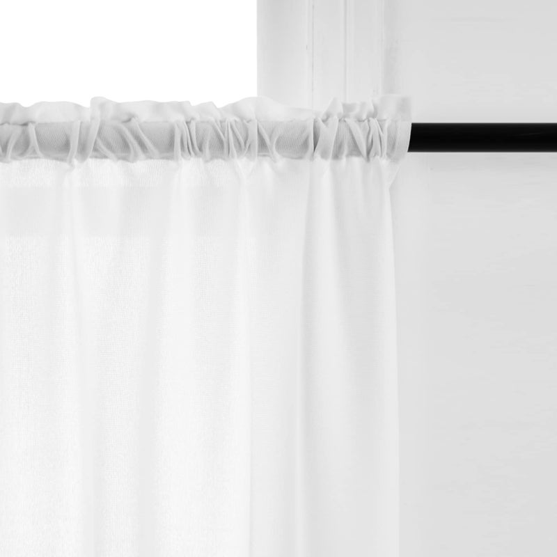 UPOPO White Valance Curtains 18 inches Long Linen Textured Curtain Valance Toppers Kitchen Short Small Mini Little Living Room Bedroom Window Curtain Valances 1 Panel Rod Pocket 54"x18" - Image 5
